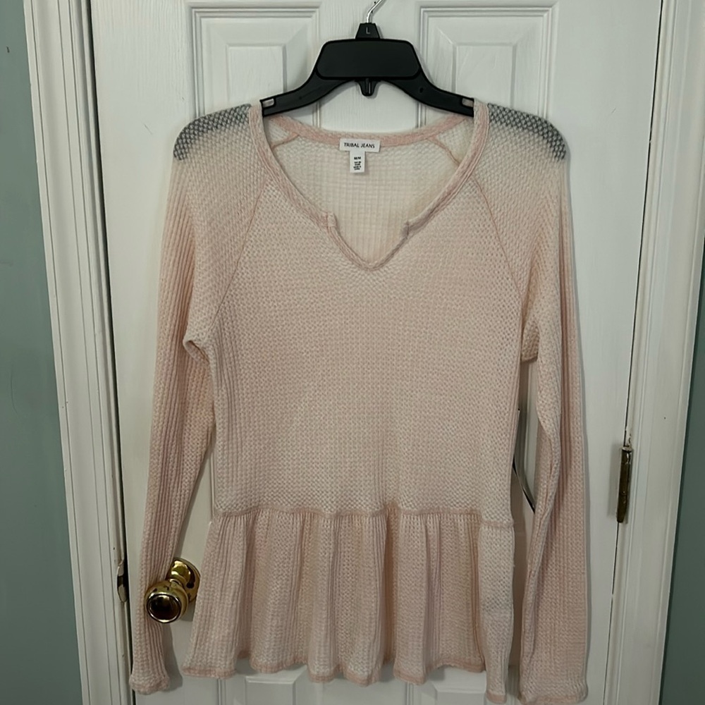 New Tribal Jeans Women's Medium Pink Waffle Top